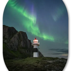 Muurovaal noorderlicht vuurtoren Lofoten
