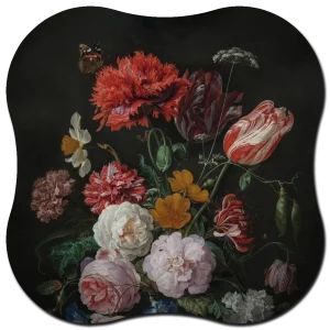 Organische vorm Stilleven met bloemen in een glazen vaas