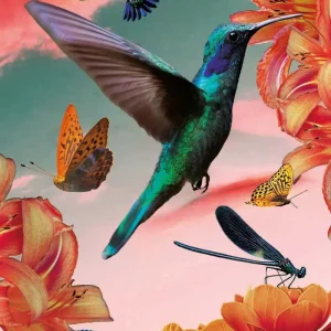 Hummingbirds with flowers